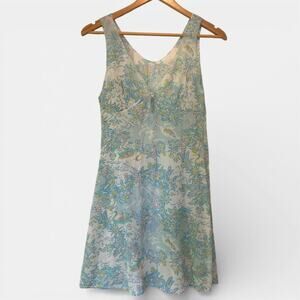 VTG Mistee Nylon Mini Slip Sheer Dress Crane Pattern Psychedelic Fairy Whimsy